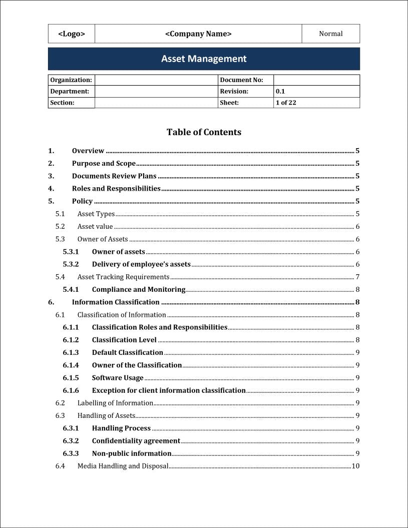 ISO 27001:2022 - Asset Management Policy Template – IT Governance Docs