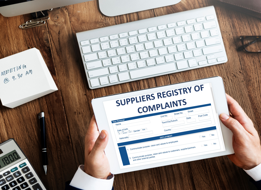 Suppliers Registry of Complaints Template