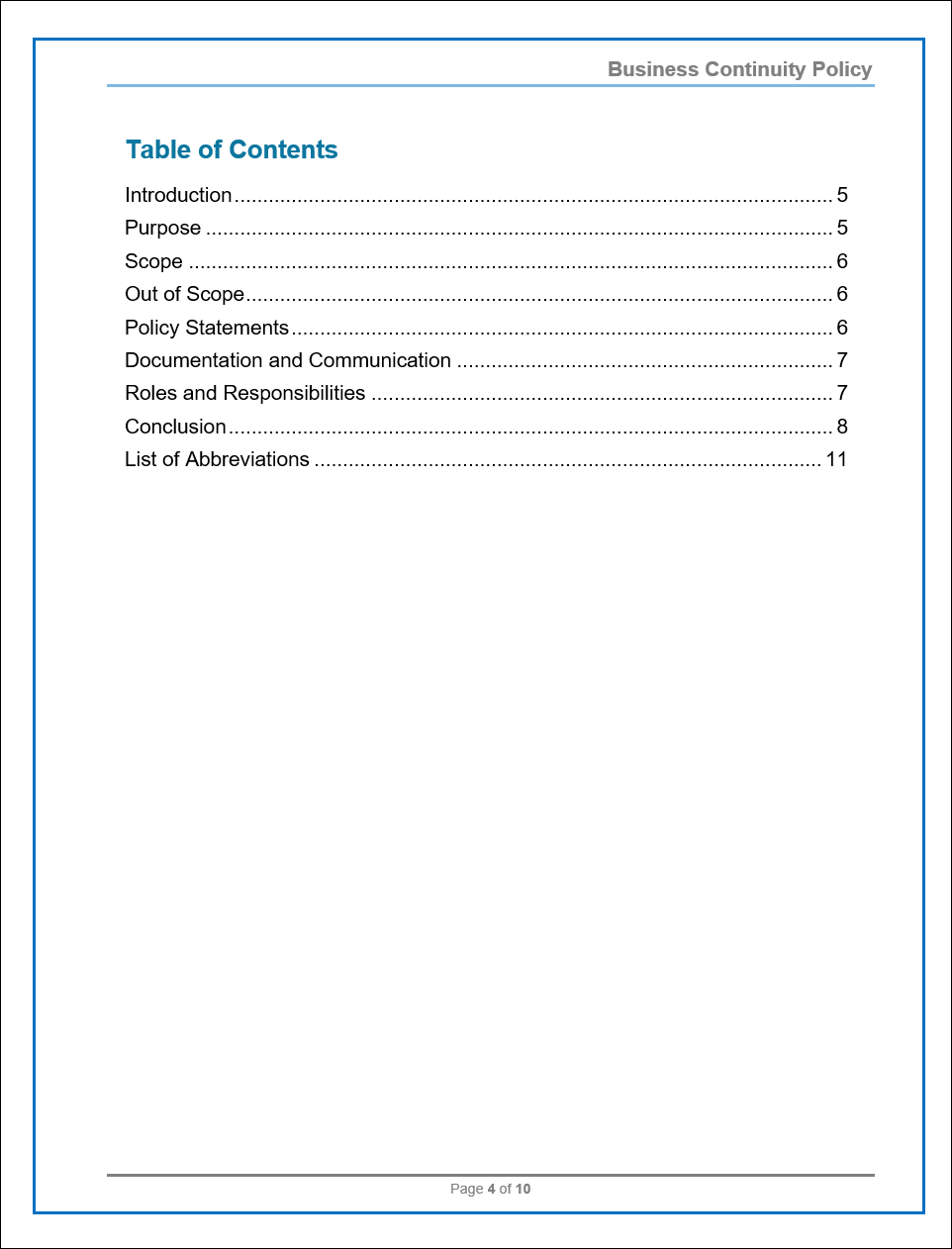 DSS04 - Business Continuity Policy Template