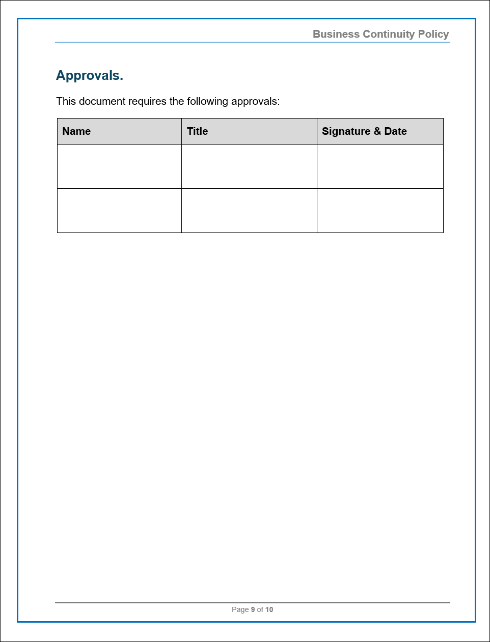 DSS04 - Business Continuity Policy Template