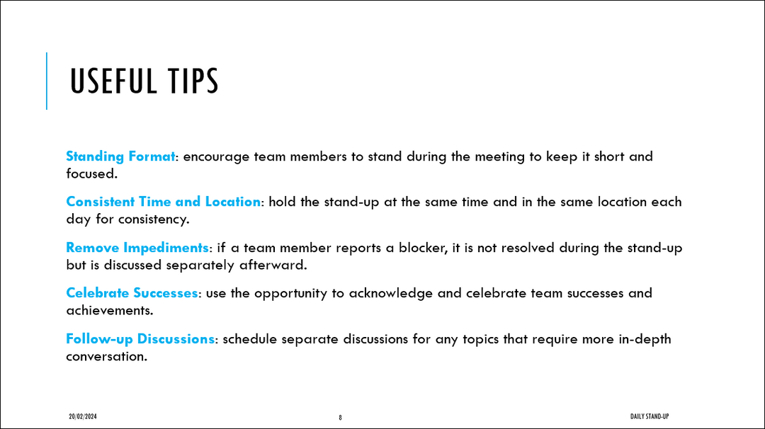 Daily Stand Up Meeting Template