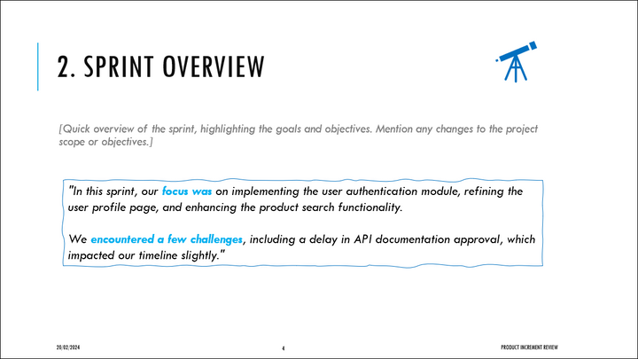 Product Increment Review Template