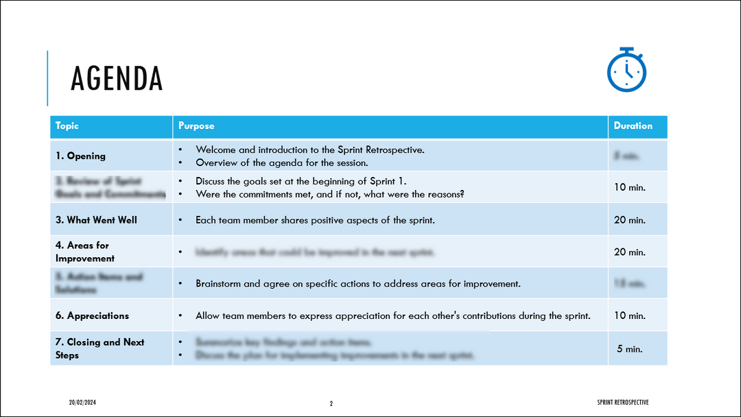 Sprint Retrospective Template