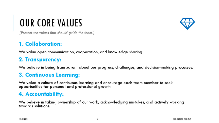 Team Working Principles Template