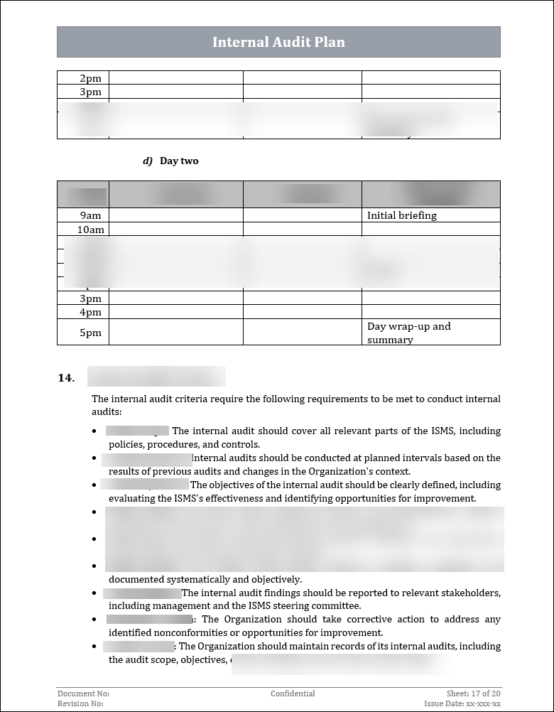 ISO 27001:2022 - Internal Audit Plan