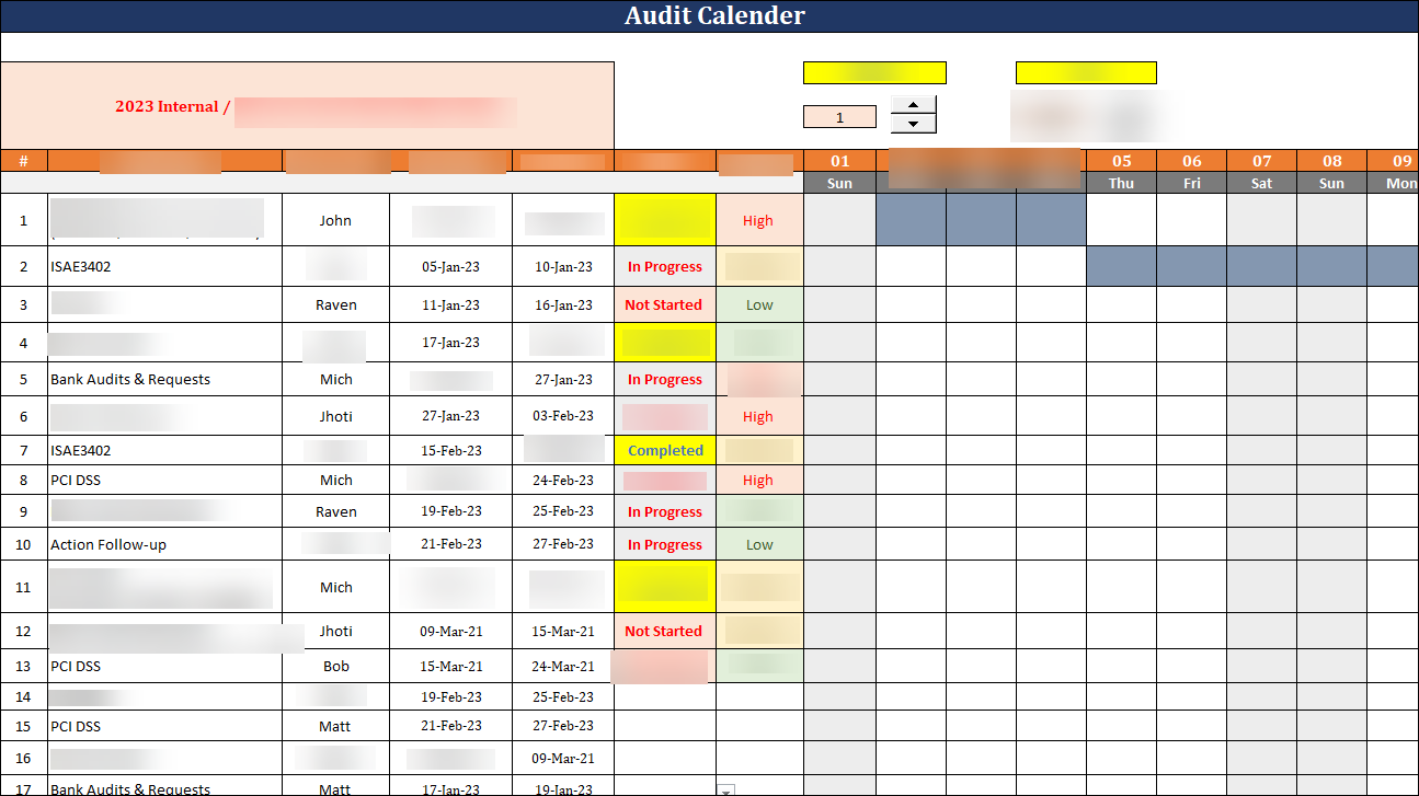 ISO 27001:2022-Audit Calender Template – IT Governance Docs