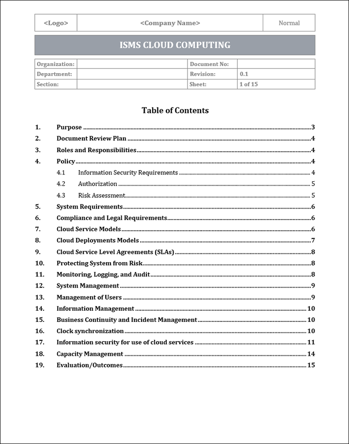 ISO of 27001:2022-Cloud Computing Policy