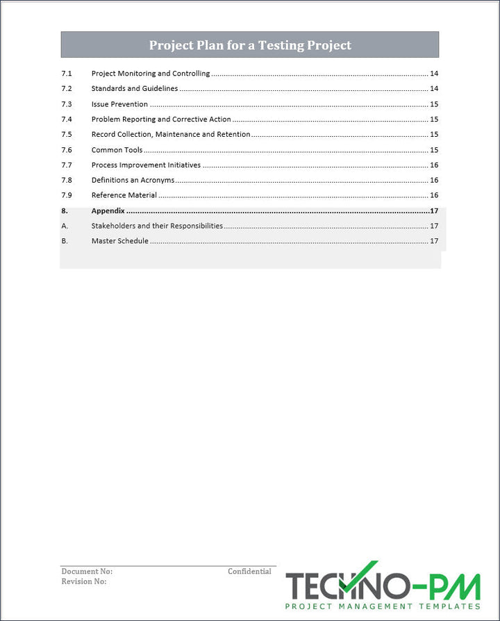 Project Plan for a Testing Project