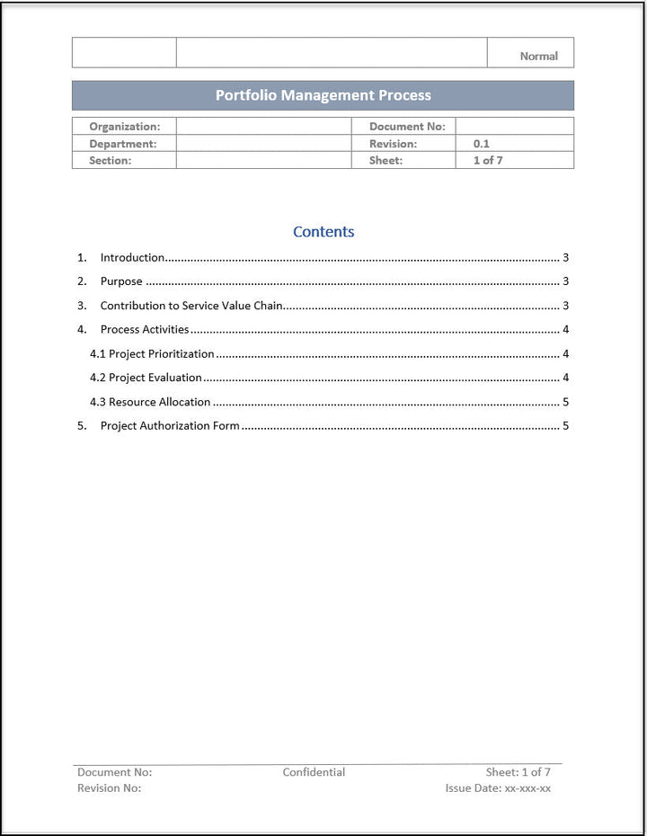 Portfolio Management Process Template