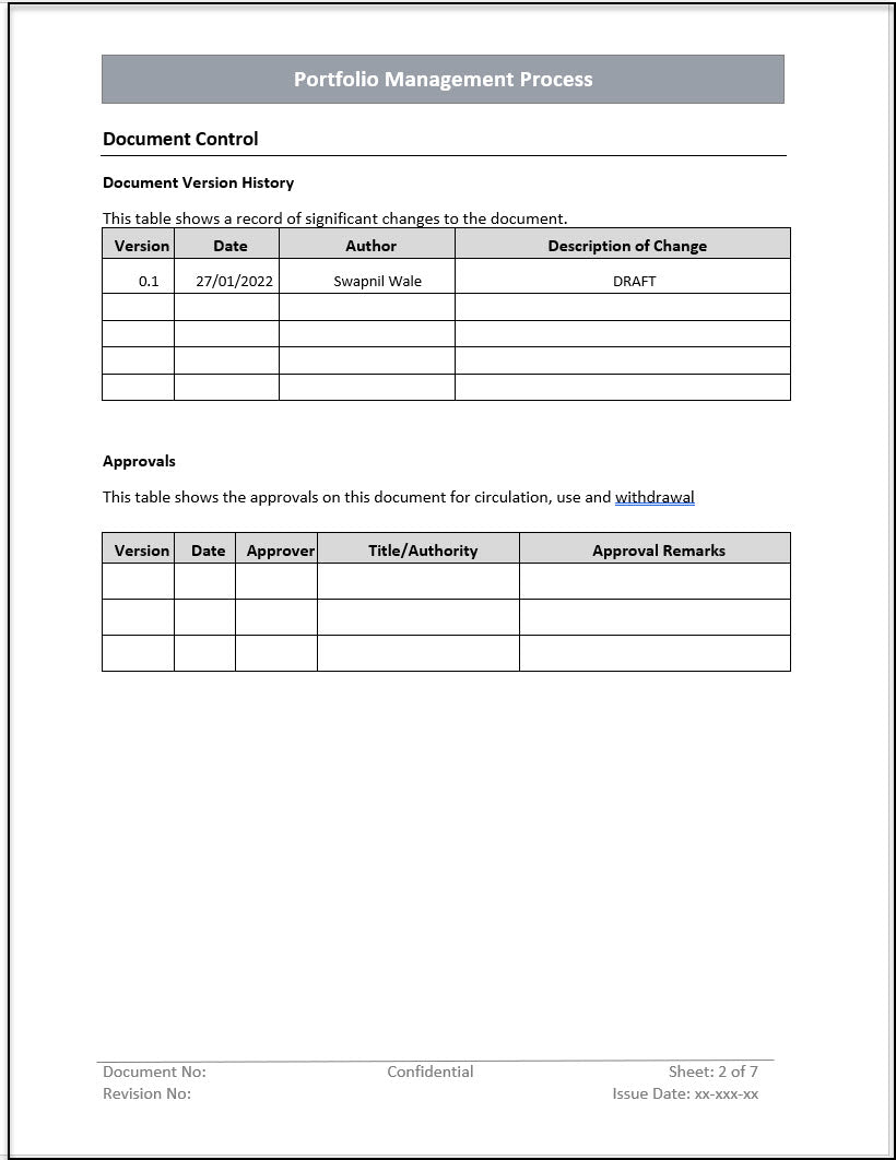 Portfolio Management Process Template