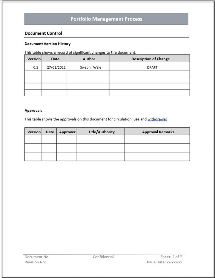 Portfolio Management Process Template