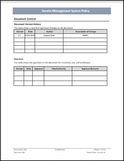 Service Management System Policy Process Template