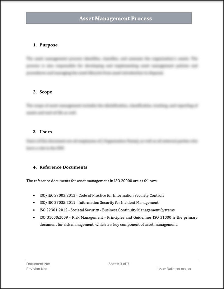 ISO 20000 Asset management Process Template