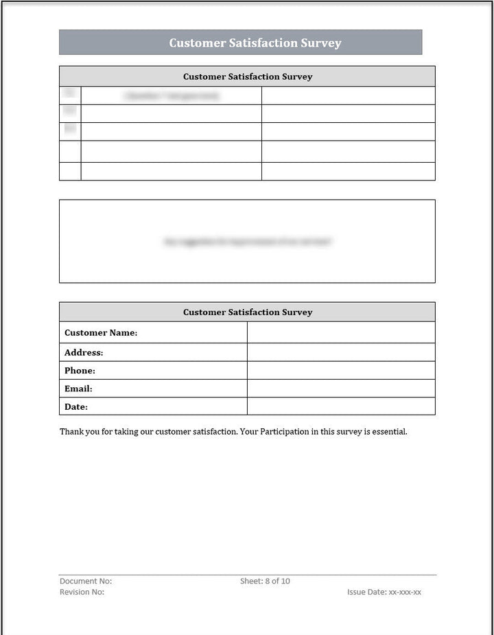 ISO 20000 Customer Satisfaction Survey Template