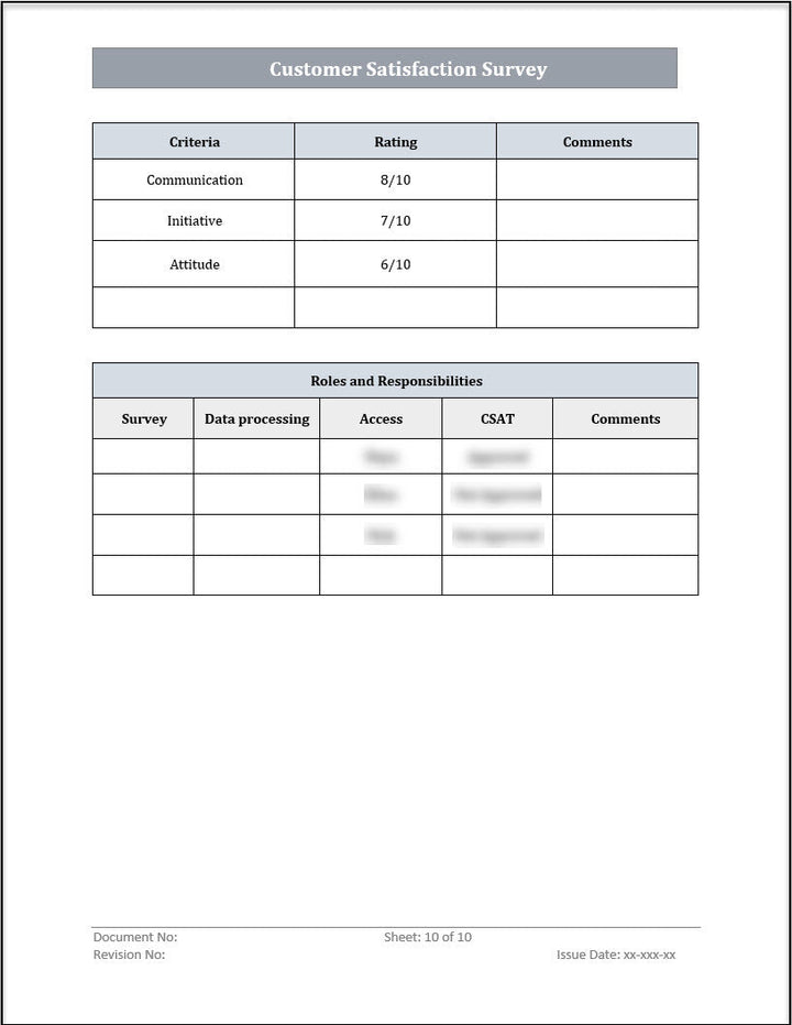 ISO 20000 Customer Satisfaction Survey Template