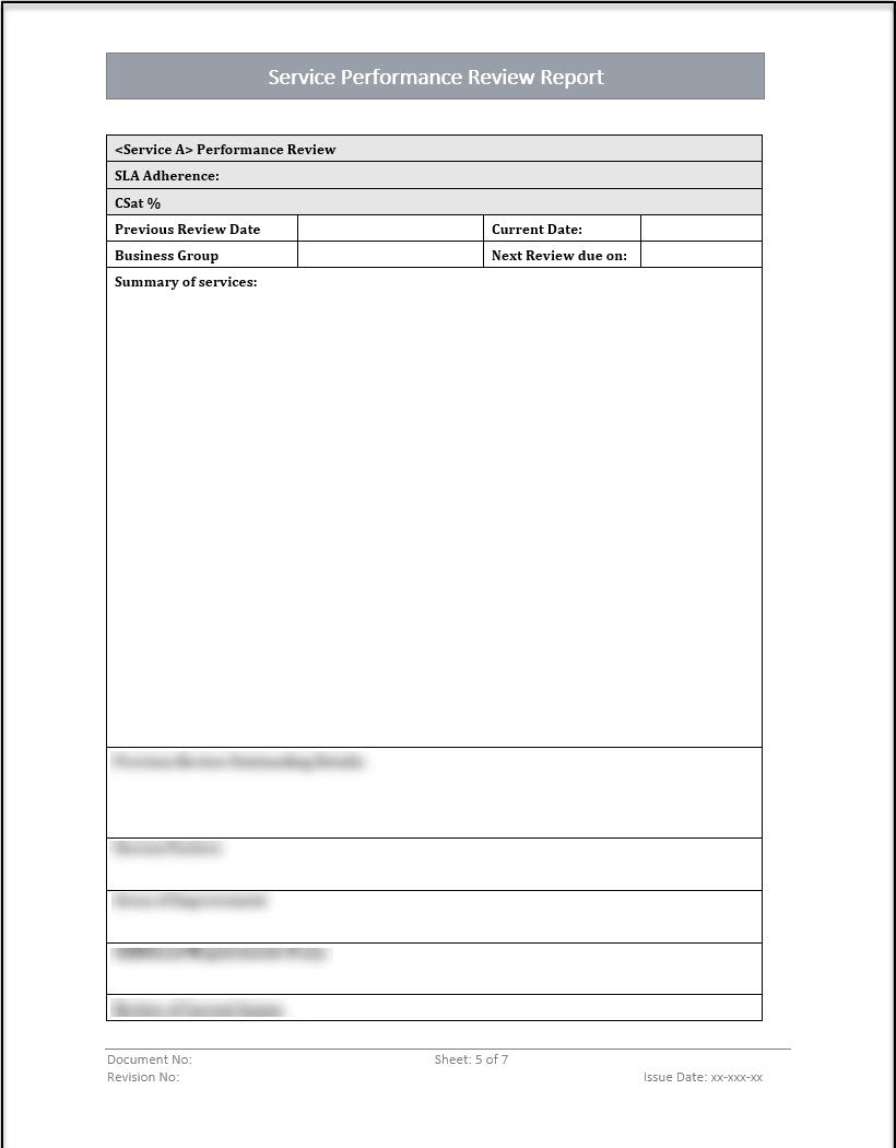 ISO 20000 Service Performance Review Report Template