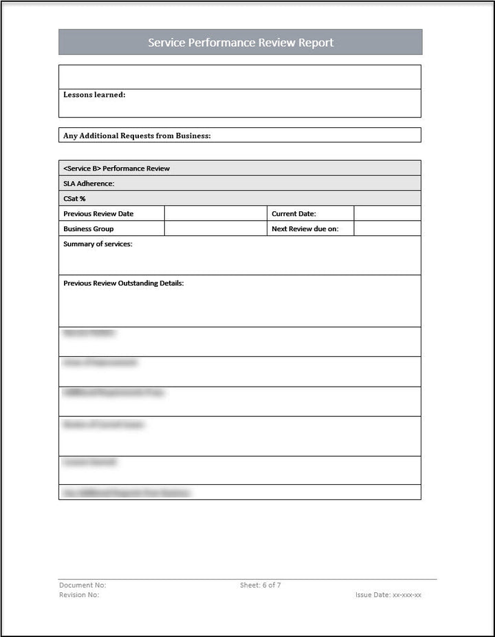 ISO 20000 Service Performance Review Report Template