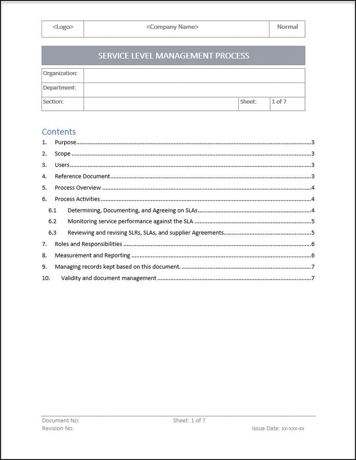 ISO 20000 Documentation Toolkit