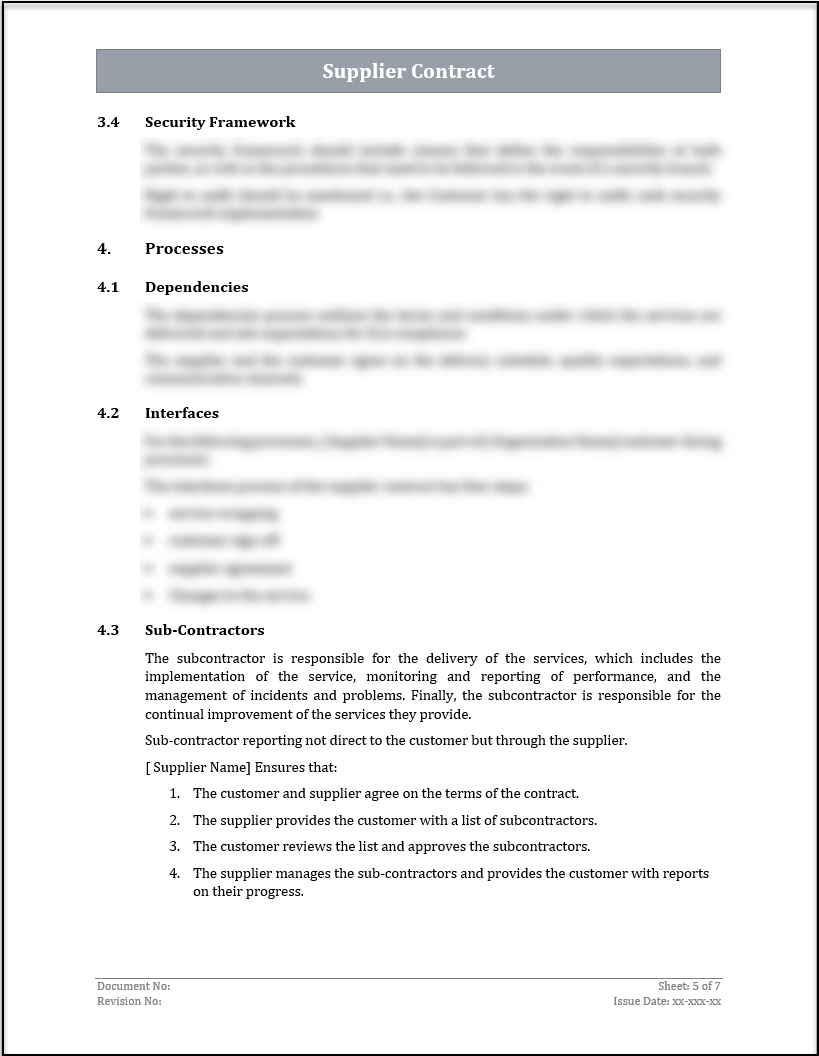 ISO 20000 Supplier Contract Template