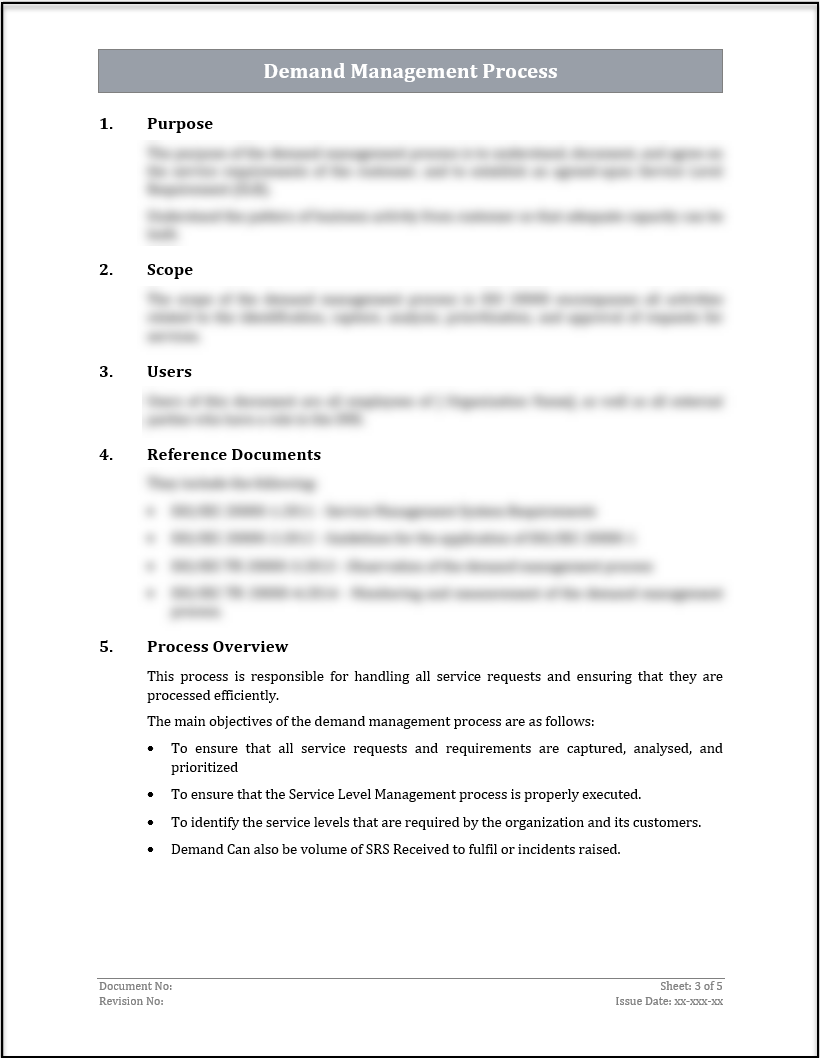 ISO 20000 Demand Management Process Template