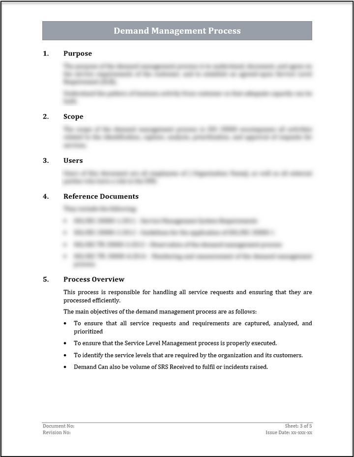 ISO 20000 Demand Management Process Template