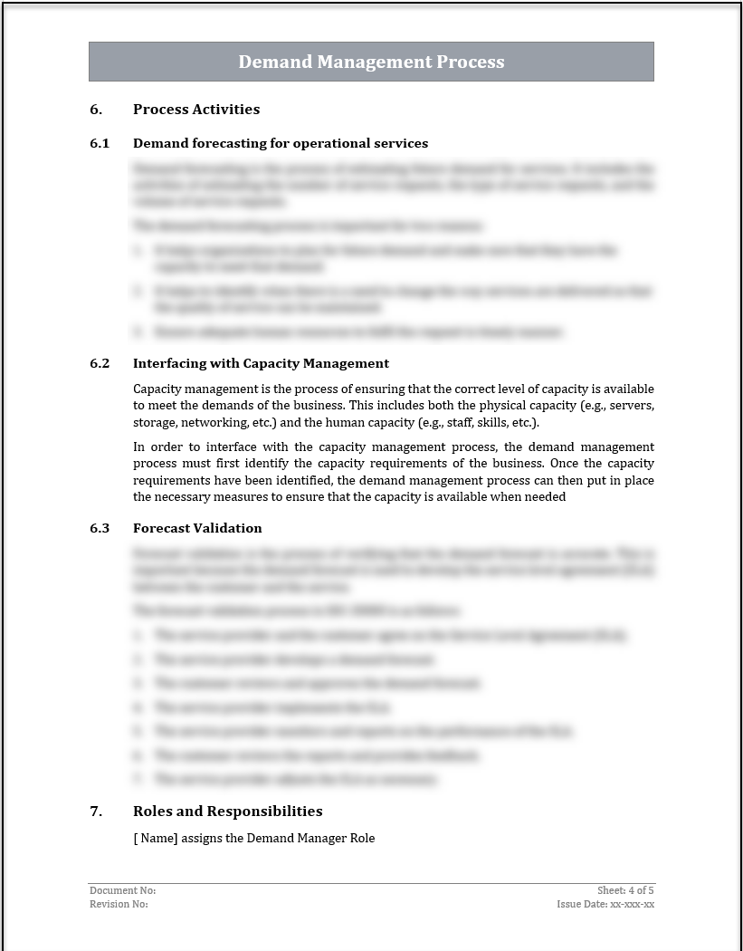 ISO 20000 Demand Management Process Template