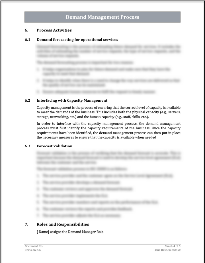 ISO 20000 Demand Management Process Template