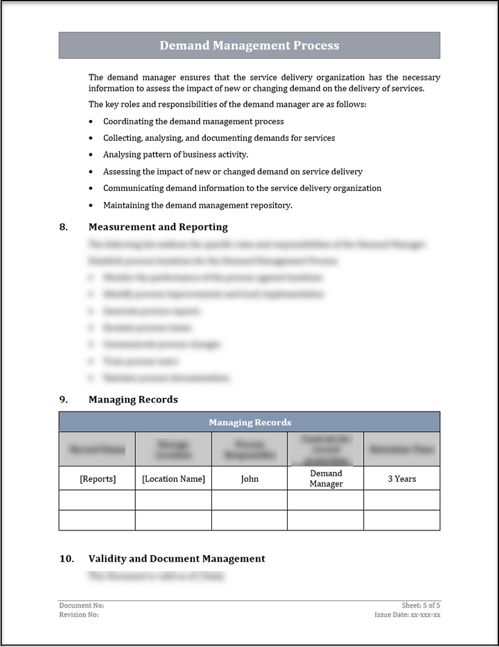 ISO 20000 Demand Management Process Template