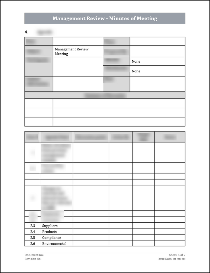 ISO 27001:2022-Management Review Minutes of Meeting Template