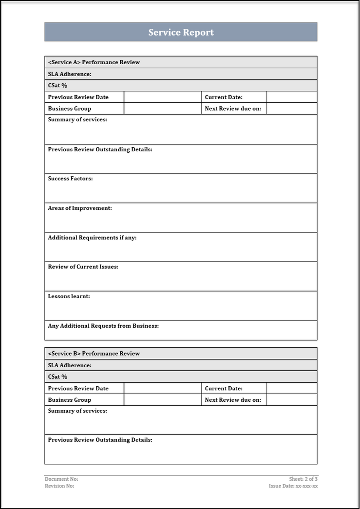 ISO 20000 Service Report Template