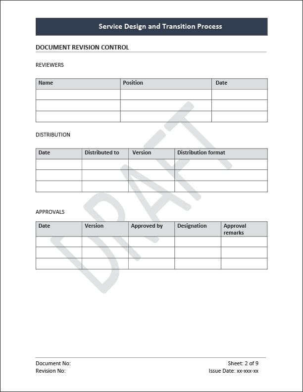 ISO 20000 Service Design and Transition Process Template