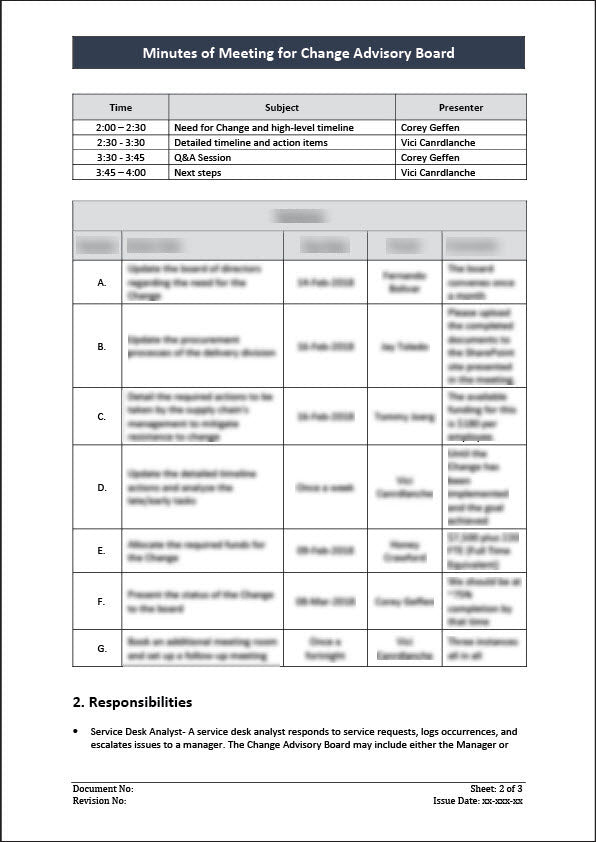 ISO 20000 Minutes of Meeting CAB Template