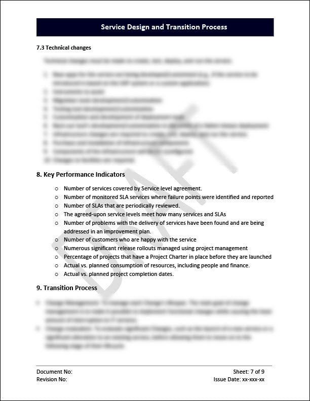 ISO 20000 Service Design and Transition Process Template