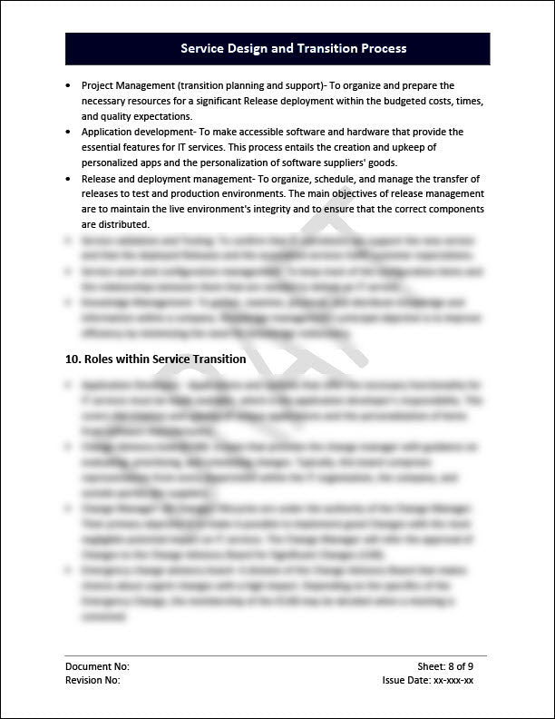 ISO 20000 Service Design and Transition Process Template