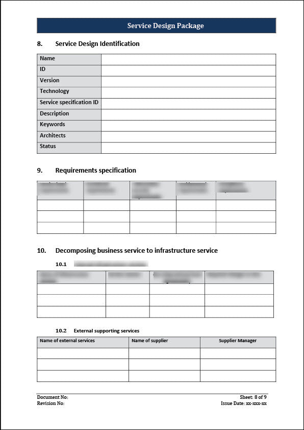 ISO 20000 Service Design Package Template