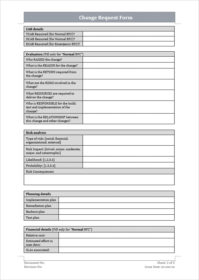 Change Request Form Template