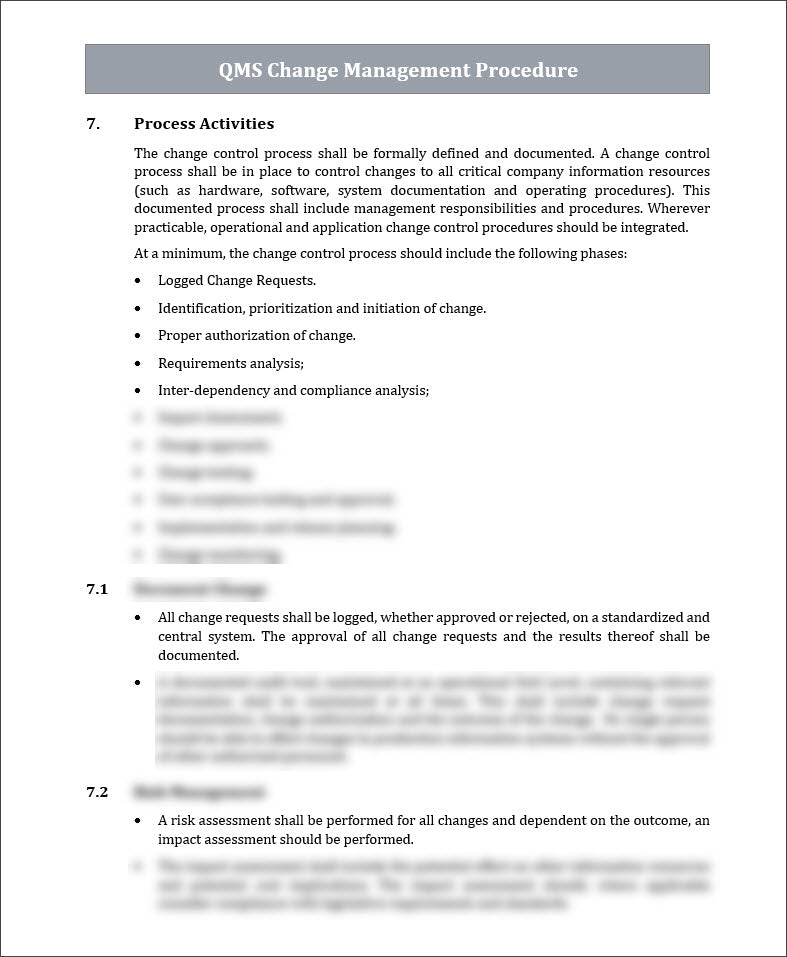 ISO 9001 QMS Change Management Procedure