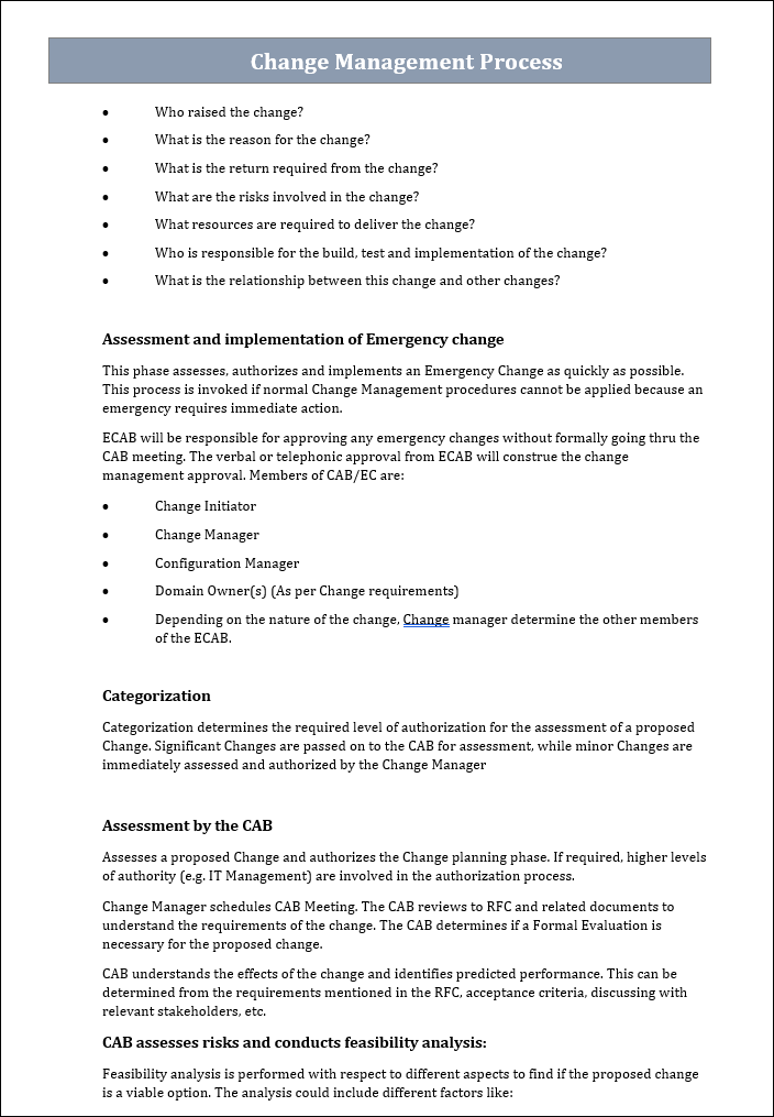 Emergency Change Management Process