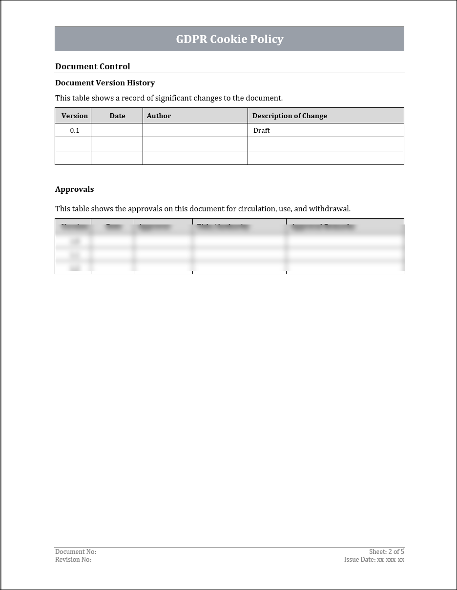 GDPR Cookie Policy Template