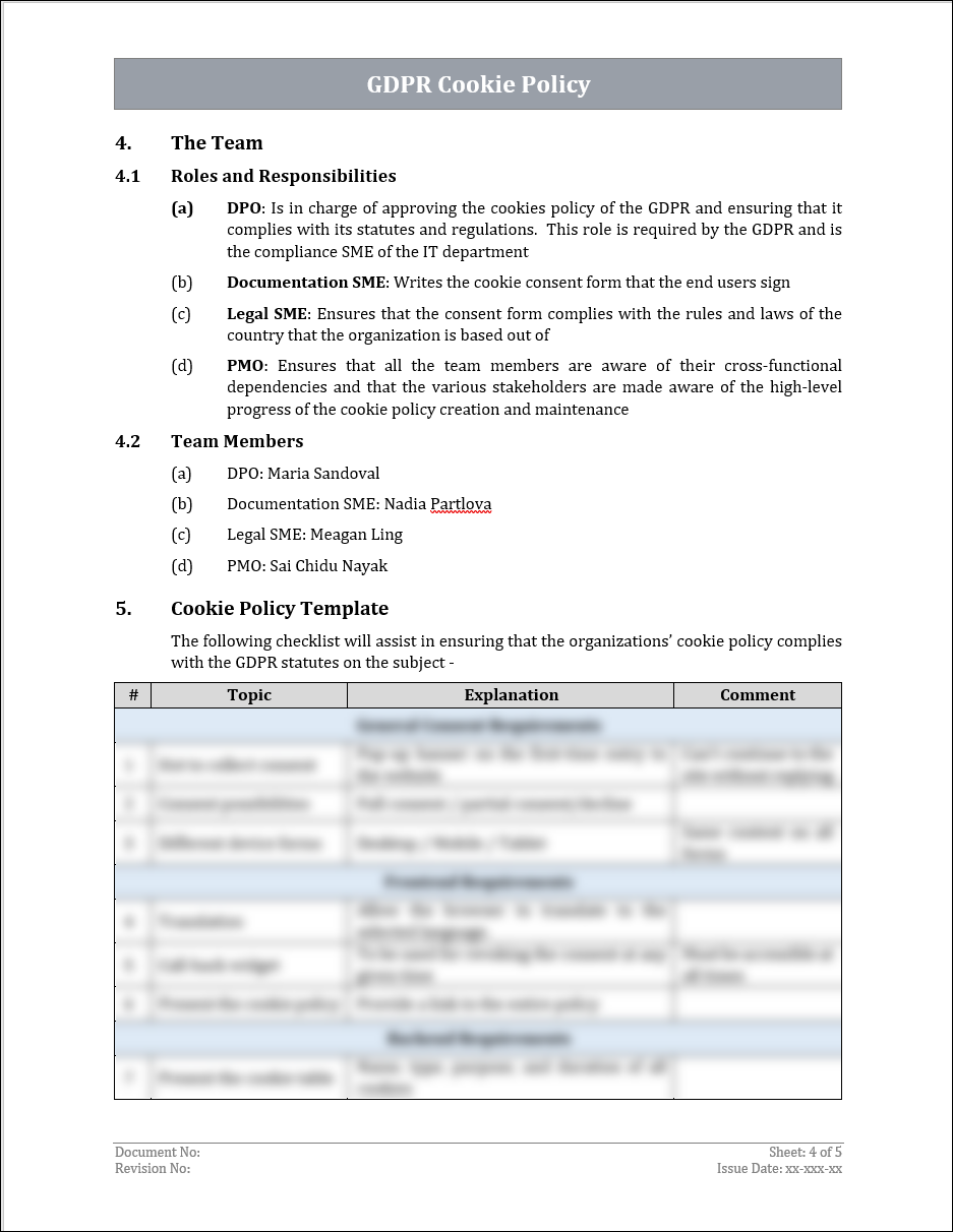 GDPR Cookie Policy Template