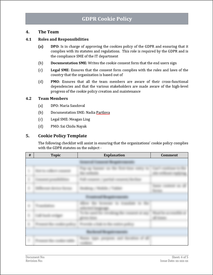 GDPR Cookie Policy Template