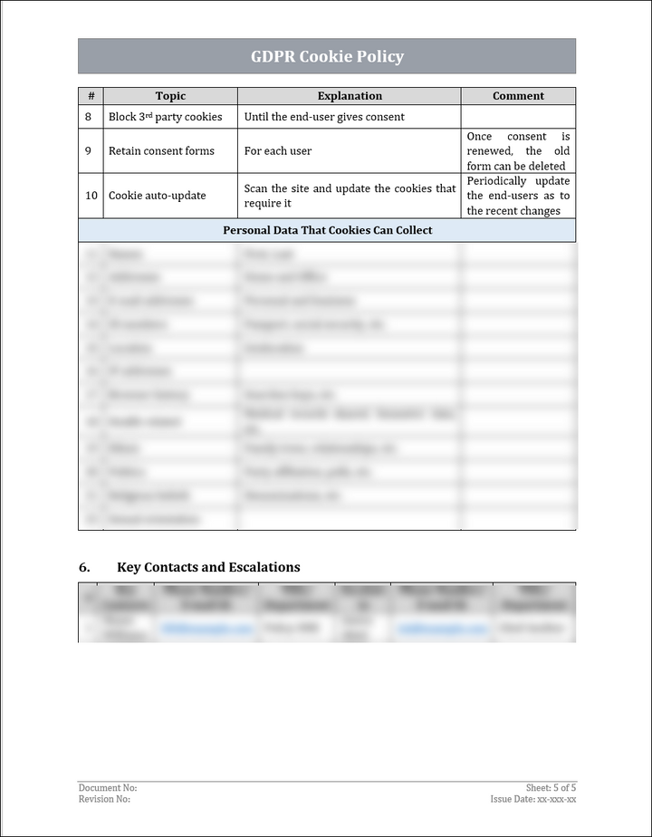 GDPR Cookie Policy Template