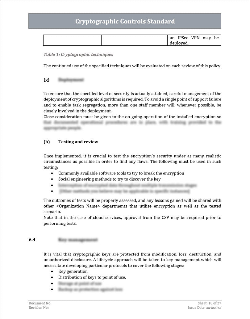 ISO 27001:2022 - Cryptographic Controls Policy Template