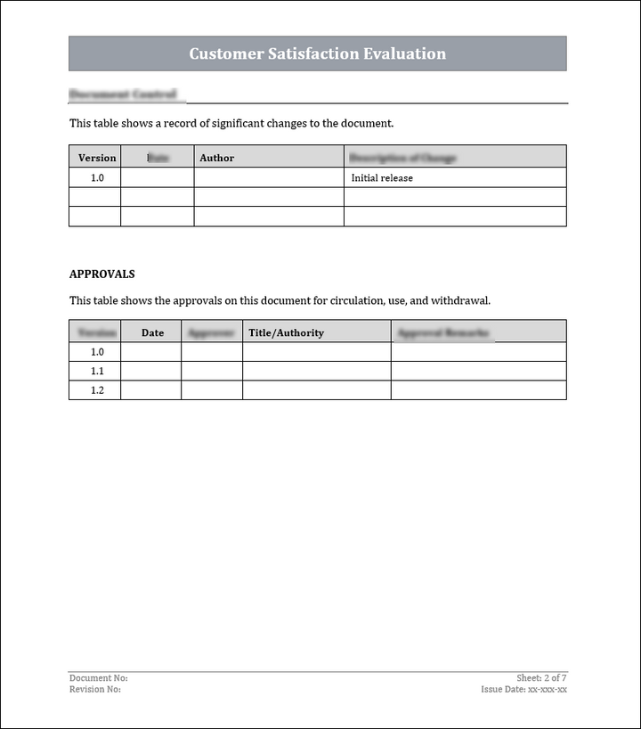 ISO 9001:QMS Customer Satisfaction Evaluation Template