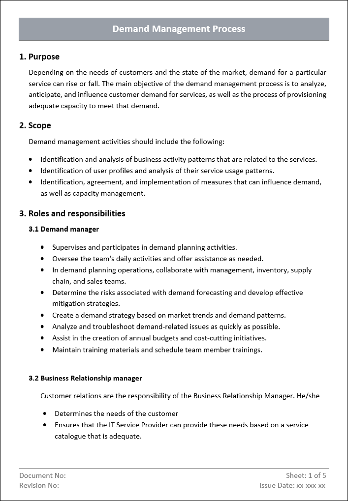 Demand Management Template