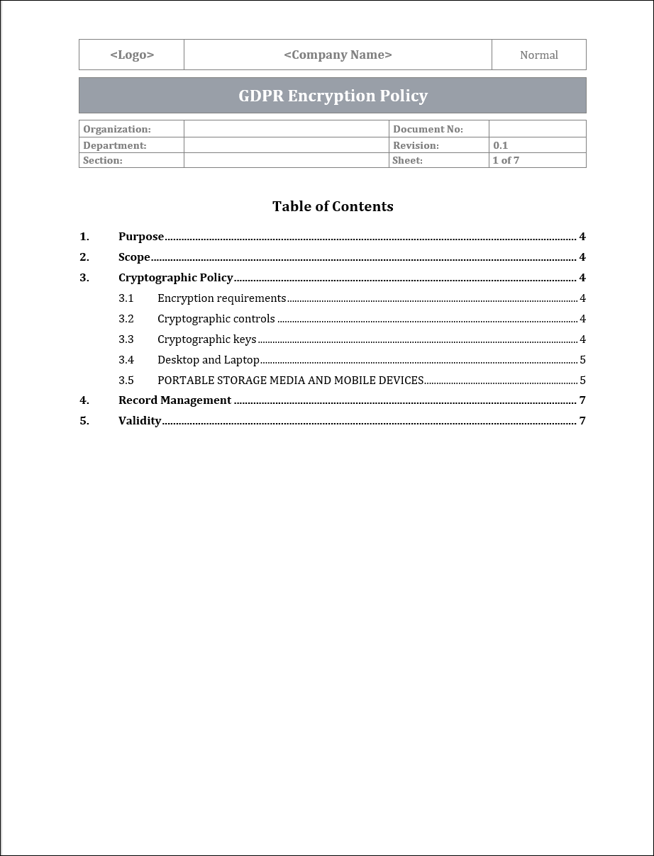 GDPR Encryption Policy Template