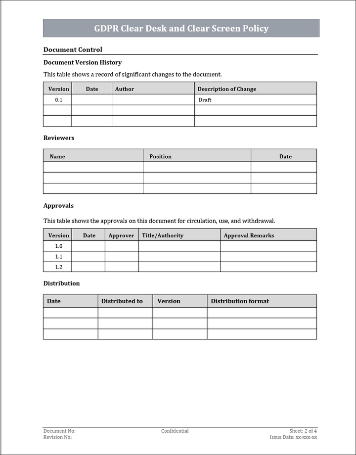 GDPR Clear Desk and Clear Screen Policy Template