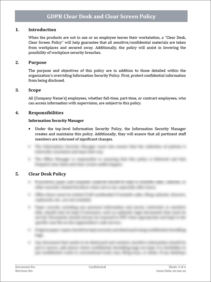 GDPR Clear Desk and Clear Screen Policy Template