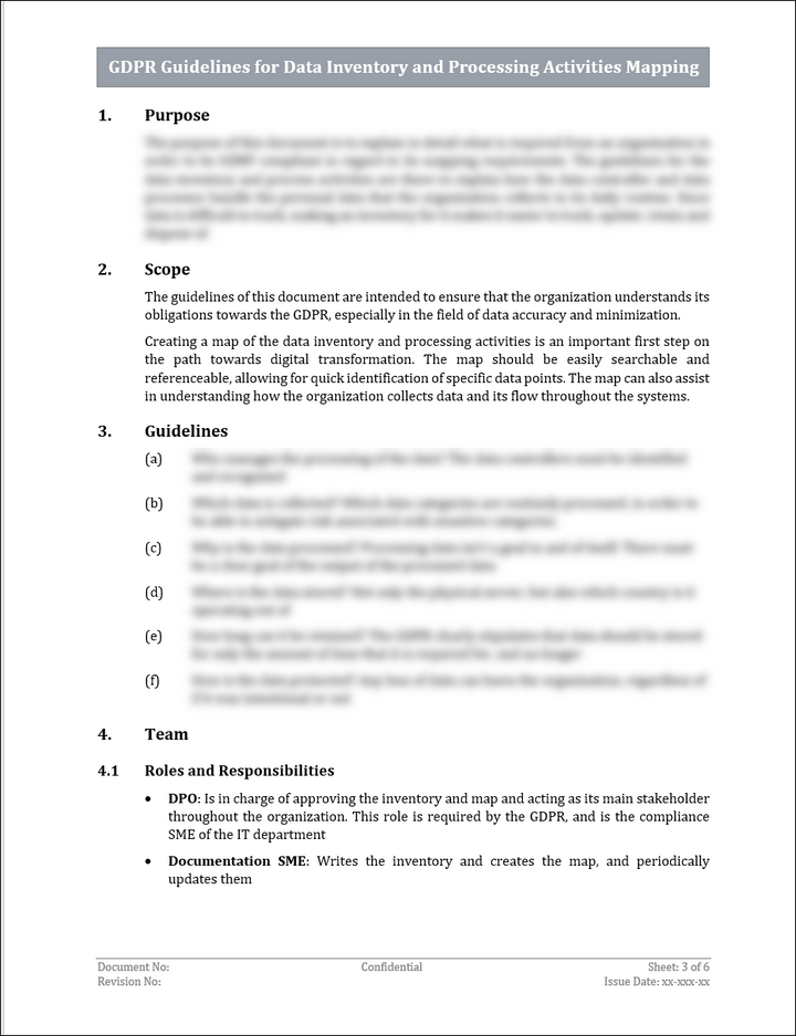 GDPR Guidelines for Data Inventory and Processing Activities Mapping Template