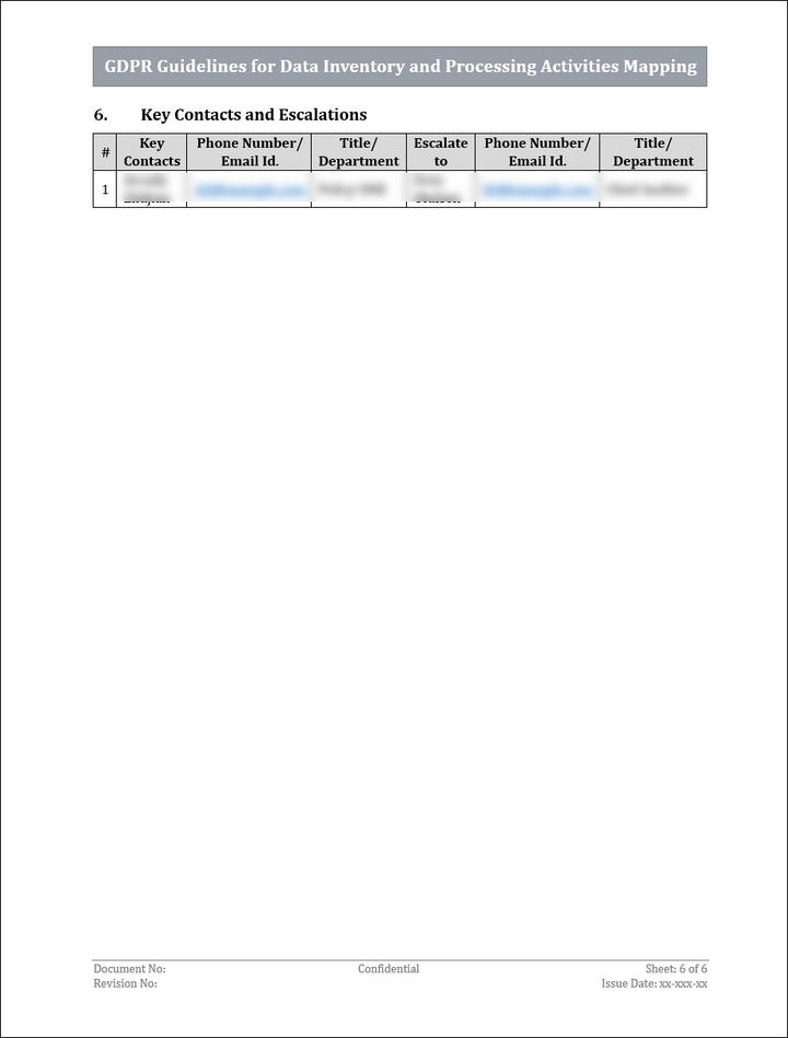 GDPR Guidelines for Data Inventory and Processing Activities Mapping Template